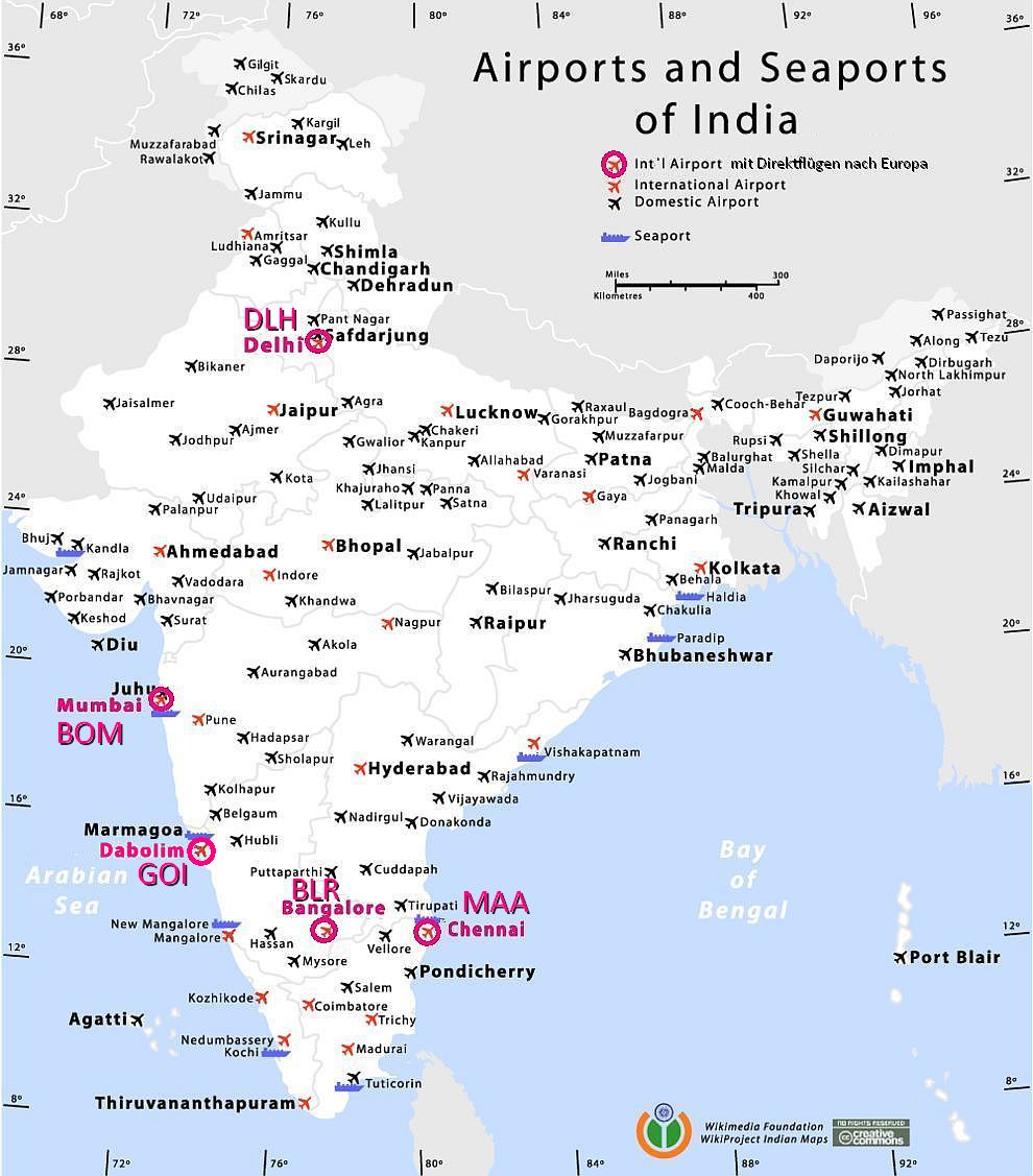 Flugh&auml;fen in Indien